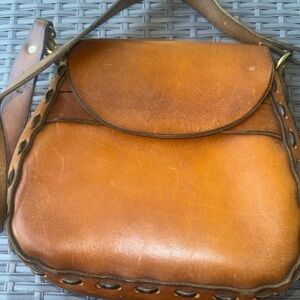 Vintage Brown Leather Crossbody Bag
